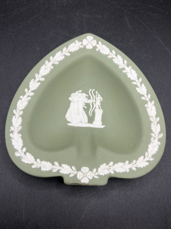 Wedgwood Other - Wedgwood England Green Jasperware Vintage Lady Archer Trinket Ring Jewelry Dish
